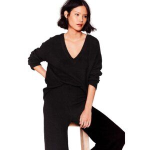Nasty Gal Black V-Neck Knits A Match Sweater and Wide Leg Pants Set Size Large